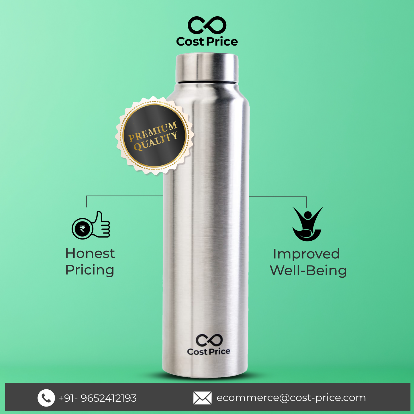 Stainless Steel Water Bottle 1 litre (Pack of 3)