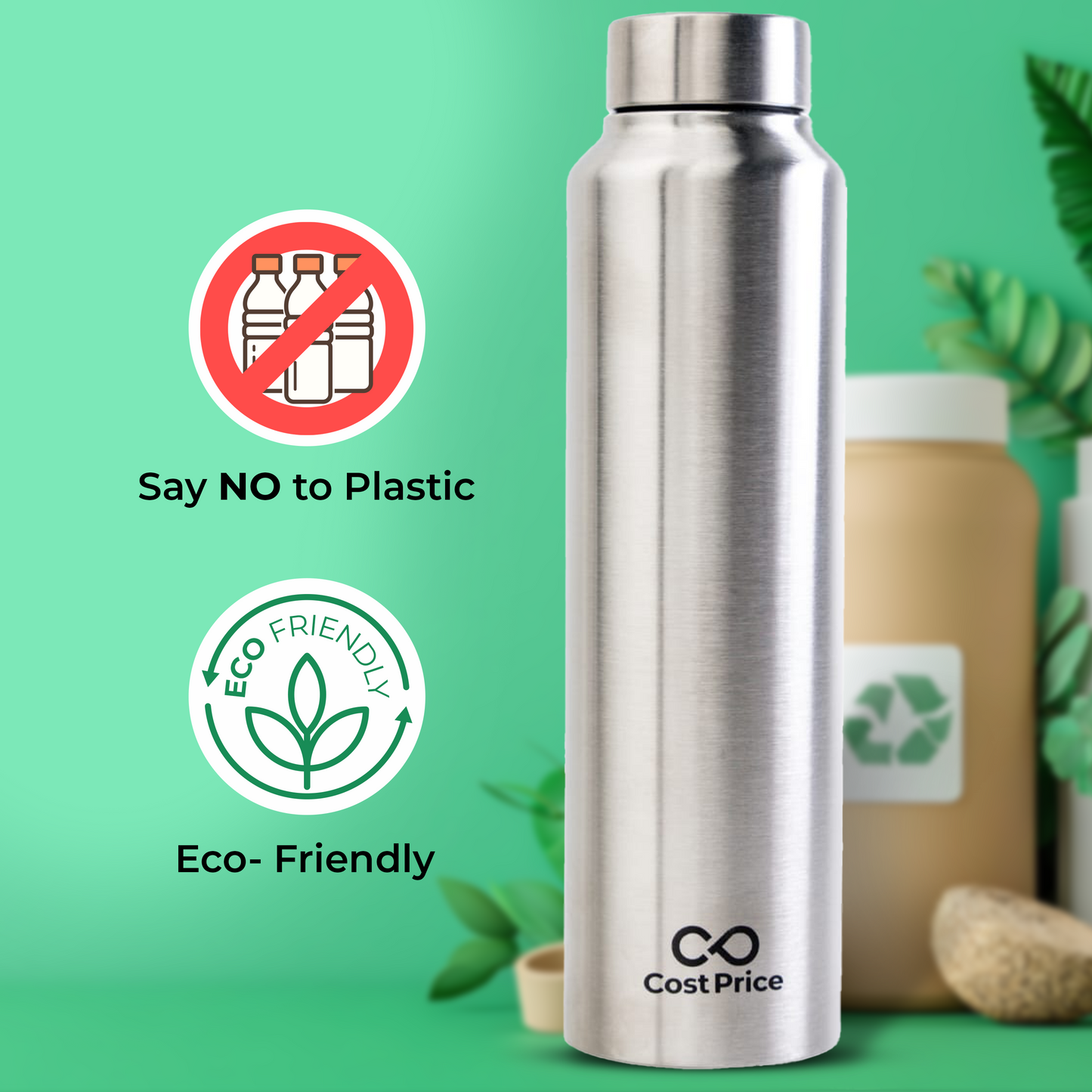 Stainless Steel Water Bottle 1 litre (Pack of 3)