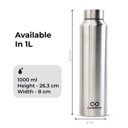 Stainless Steel Water Bottle 1 litre (Pack of 2)