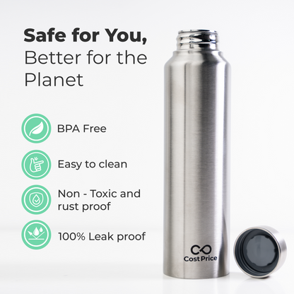 Stainless Steel Water Bottle 1 litre (Pack of 4)