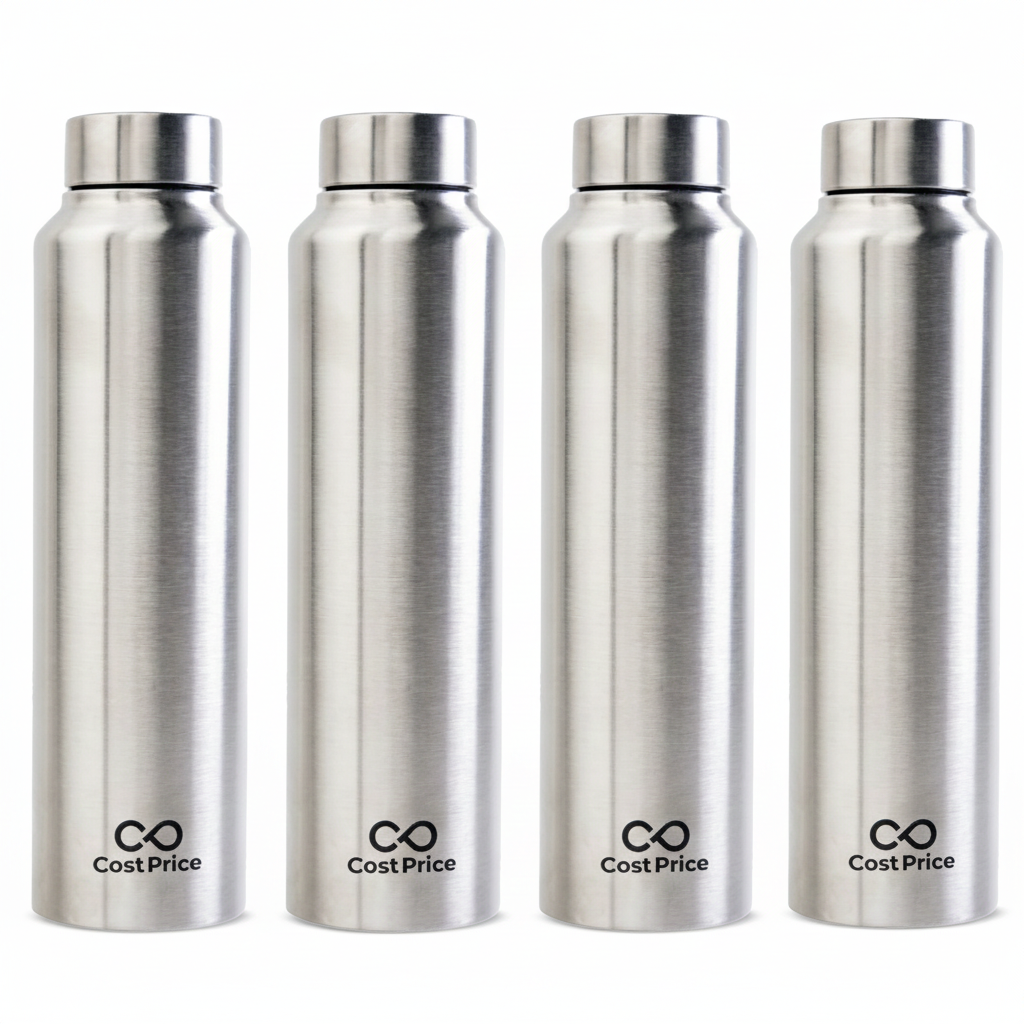 Stainless Steel Water Bottle 1 litre (Pack of 4)