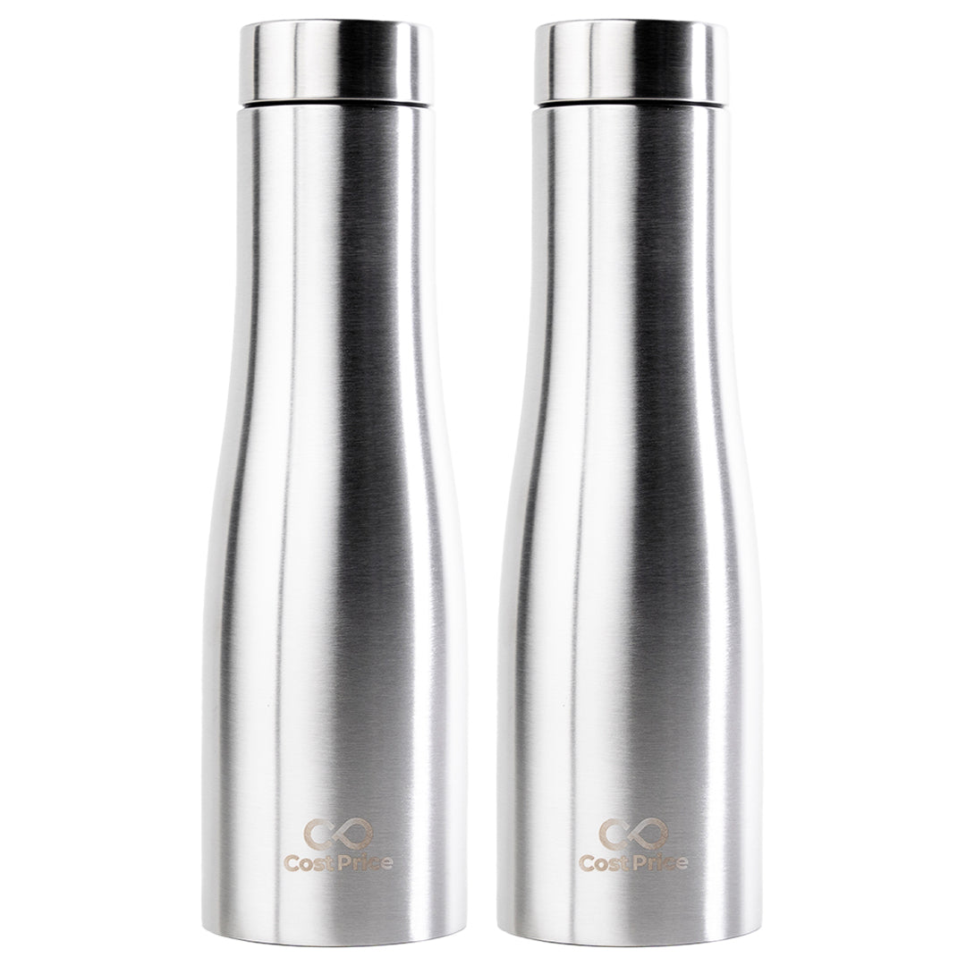 Cost Price | Stainless Steel Water Bottle 1 litre | Food grade SS - 304 (BIS certified) | Water bottle for Office, Home, Kids and Outdoors | Light, Durable and Leak-proof | Single Wall (2)