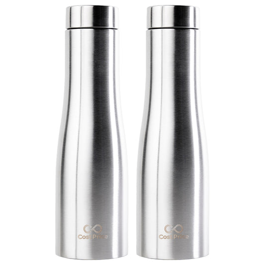 Cost Price | Stainless Steel Water Bottle 1 litre | Food grade SS - 304 (BIS certified) | Water bottle for Office, Home, Kids and Outdoors | Light, Durable and Leak-proof | Single Wall (2)