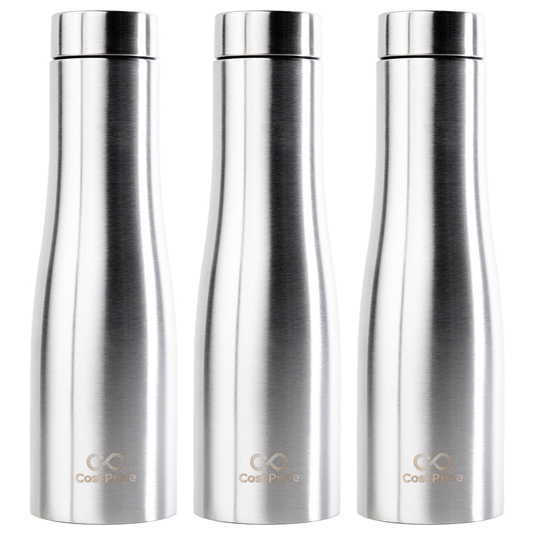 Cost Price | Stainless Steel Water Bottle 1 litre | Food grade SS - 304 (BIS certified) | Water bottle for Office, Home, Kids and Outdoors | Light, Durable and Leak-proof | Single Wall (3)