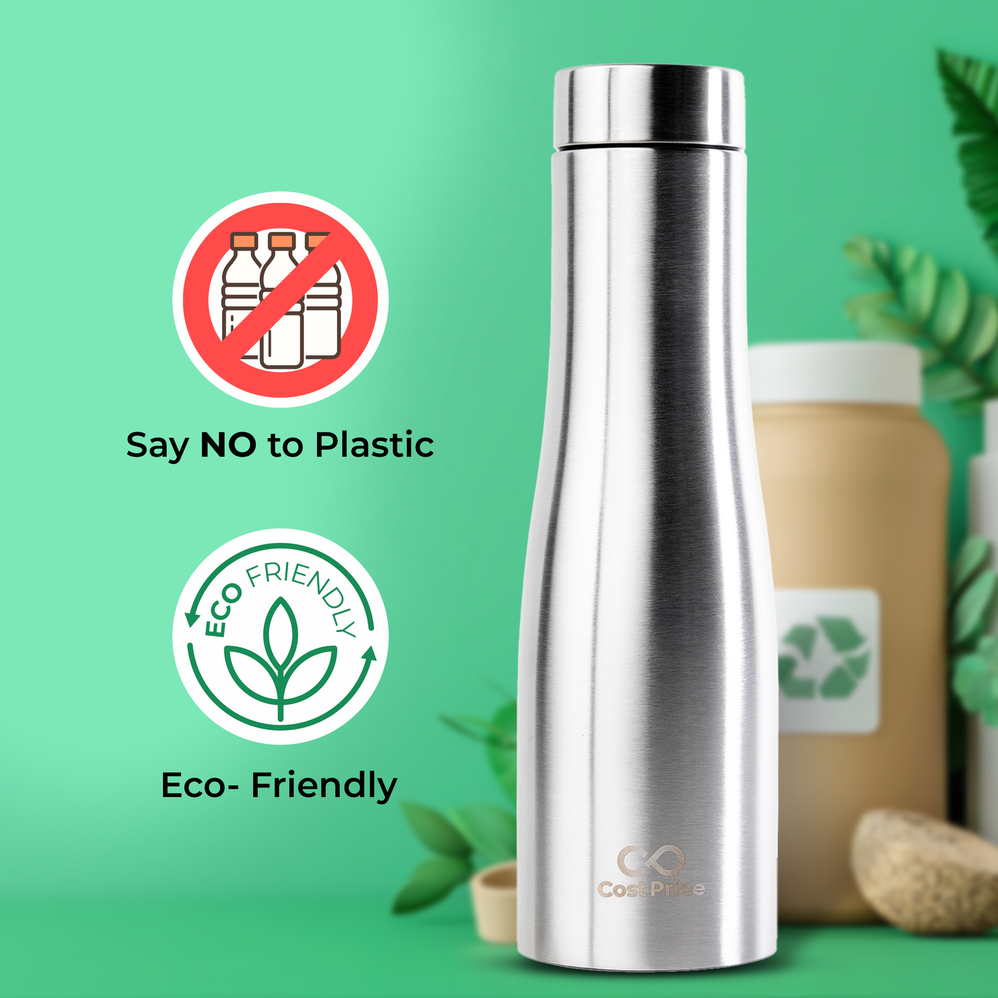 SS 304 Water Bottle 1 litre | Single Wall